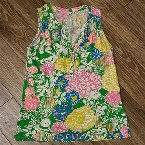Lilly Pulitzer Essie Green Floral Sleeveless Top
